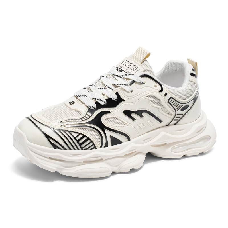 New men's shoes for Spring 2025: Breathable men's mesh sports shoes, trendy and versatile thick-soled casual dad shoes Item Picture