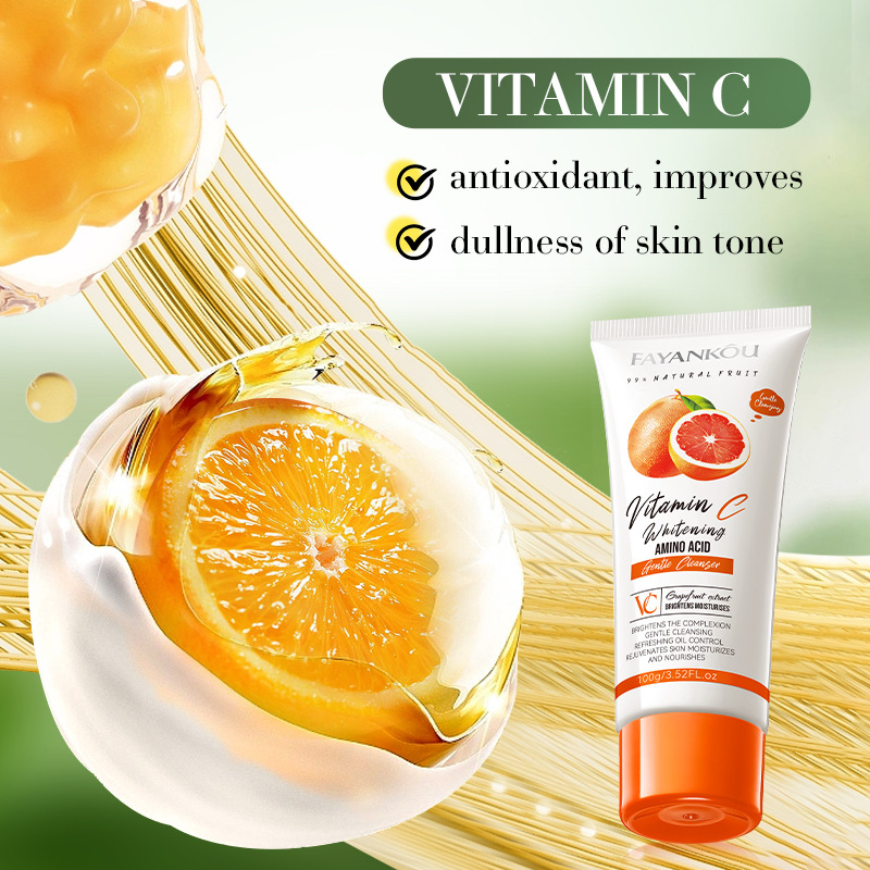 All-english FAYANKOU Grapefruit VC Whitening Amino Acid Gentle Facial Cleanser Cross-border export wholesale Specification drawing