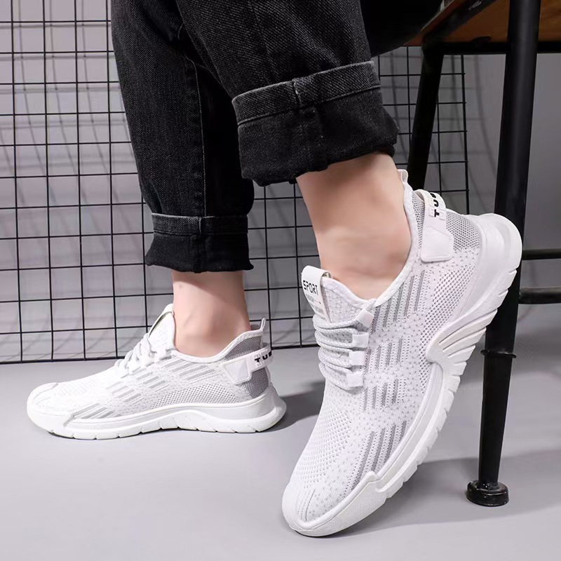 Summer men's sports shoes with breathable mesh, trendy bestsellers, non-smelly feet, casual shoes, running shoes, perforated mesh shoes, and flying woven shoes Specification drawing