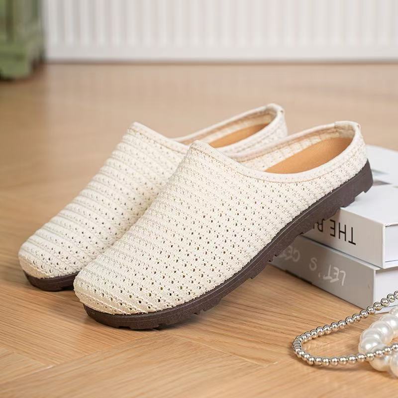 2025 Flat Bohemian Boken shoes for women, woven, perforated, breathable, half-slippers, one-foot cross-border slippers Application Scenario