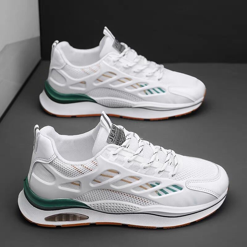 Summer new breathable mesh sports shoes for men, trendy and versatile white sneakers for male students, height-increasing dad shoes details Picture
