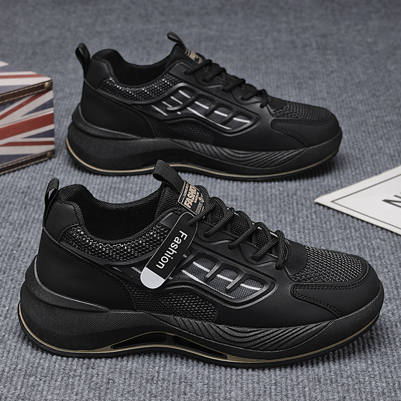 Spring new men's shoes: Breathable mesh white sneakers, trendy and versatile for men, thick-soled sports shoes, casual dad shoes for men details Picture