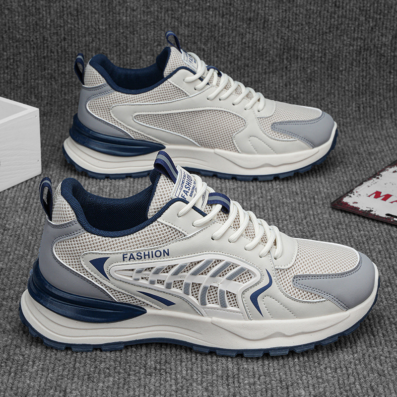 New breathable mesh sports shoes for men in autumn, Korean style trendy and versatile thick-soled casual dad shoes, trendy shoes full figure