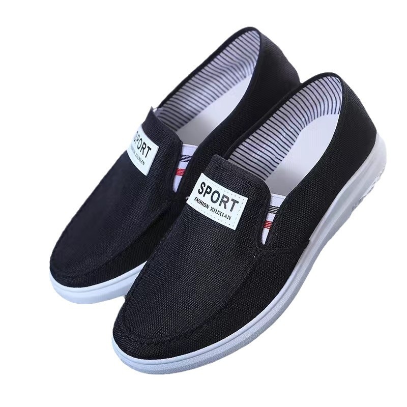 Spring and Autumn light old Beijing board shoes, men's denim canvas single shoes, one foot to wear men's student shoes, casual and comfortable Item Picture