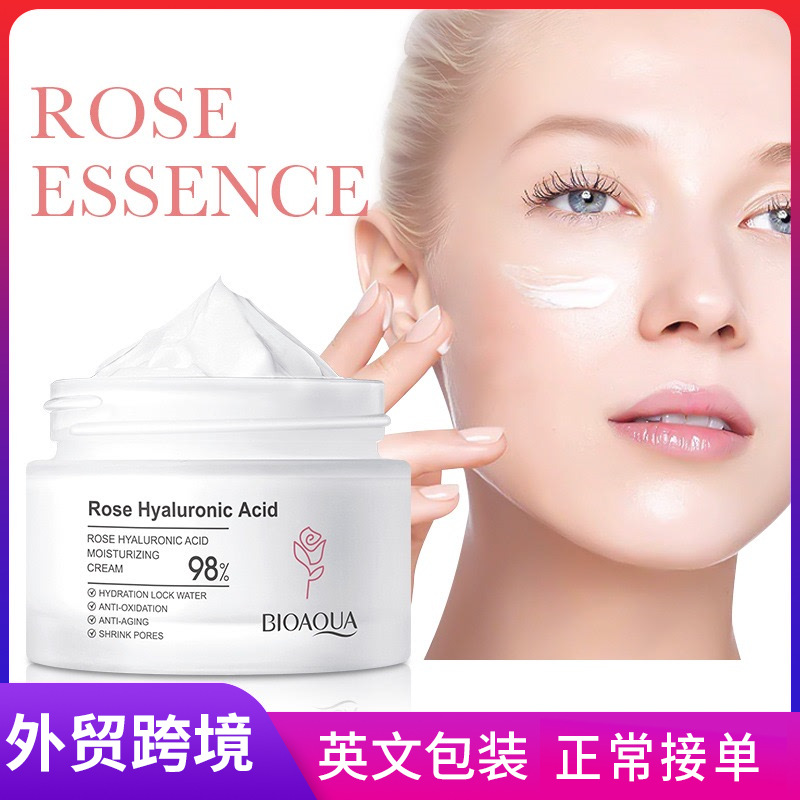 All-english BIOAOUA Rose Hyaluronic Acid Moisturizing Cream Moisturizing, Hydrating and Brightening Cream Cross-border export wholesale full figure