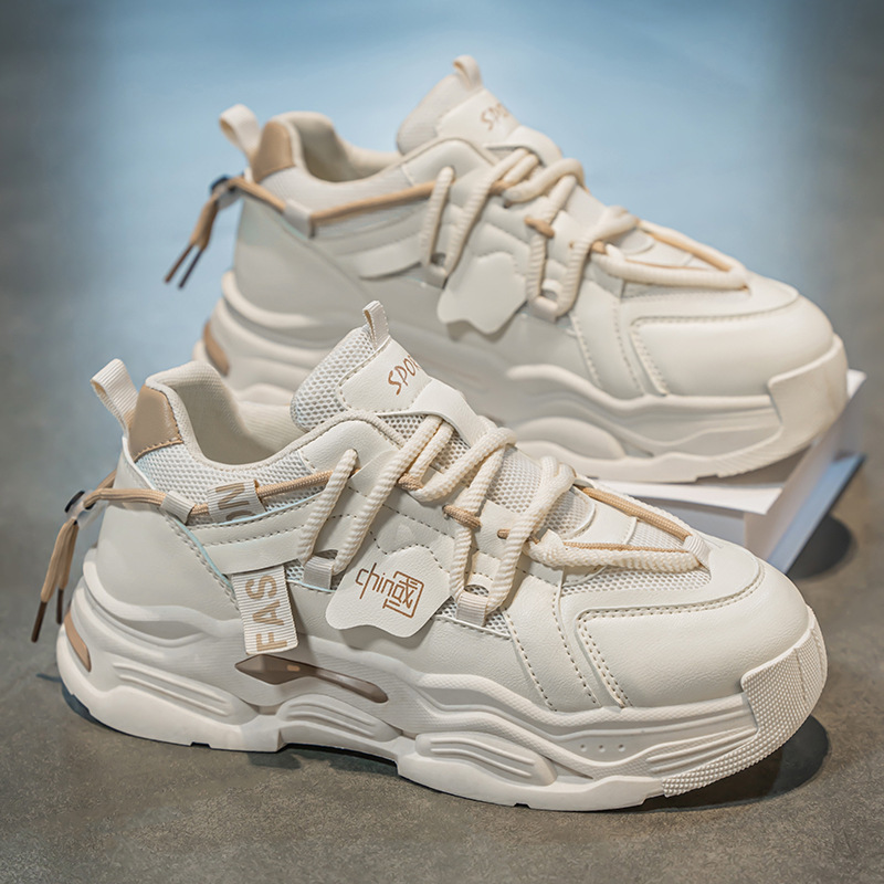 Spring new style of Chinese trend men's shoes: Breathable mesh shoes, versatile thick-soled sports shoes, casual dad trendy shoes Specification drawing