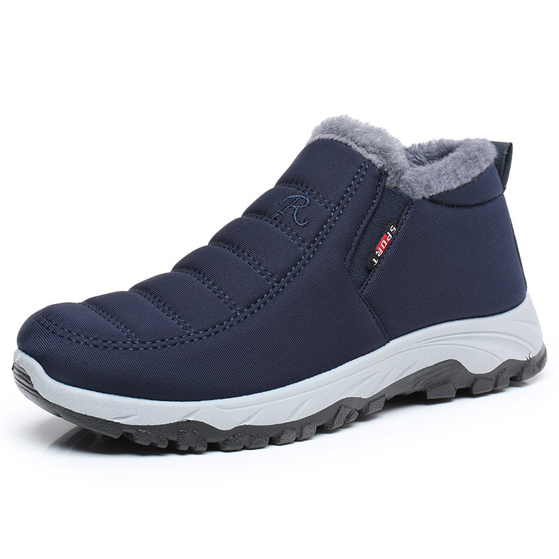 Snow cotton shoes, men's thickened and fleece warm boots, men's waterproof cotton shoes, cotton boots, warm walking shoes for middle-aged and elderly people Item Picture