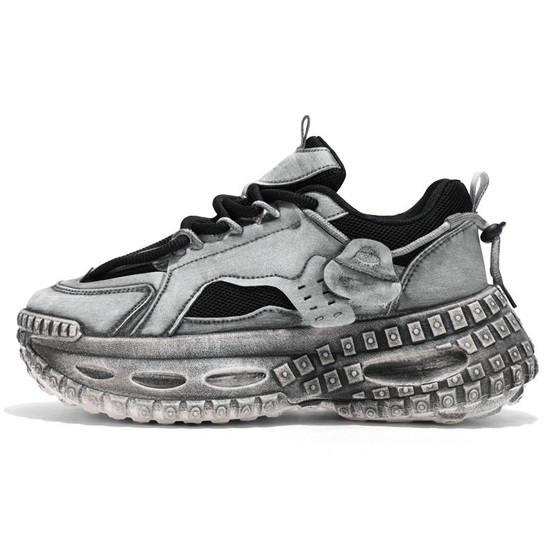 Spring new men's shoes: Breathable mesh surface youth sports shoes, trendy and versatile for men, thick-soled dad shoes with tire soles Item Picture