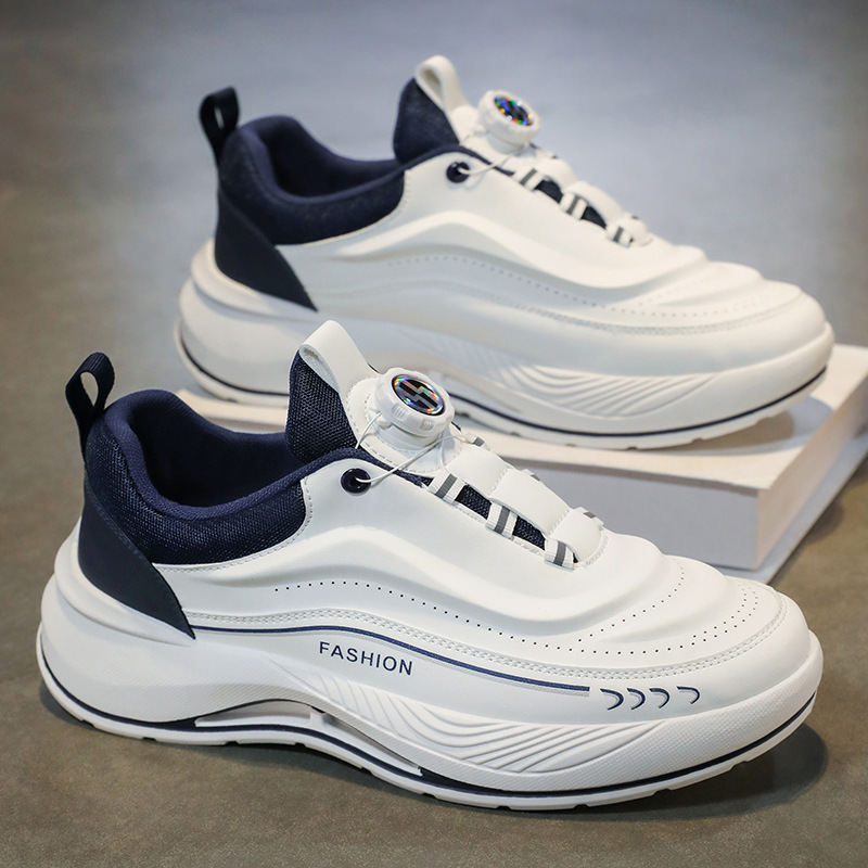 Spring men's shoes: New breathable white sneakers for men, trendy and versatile thick-soled sports shoes, casual running dad shoes for men Specification drawing