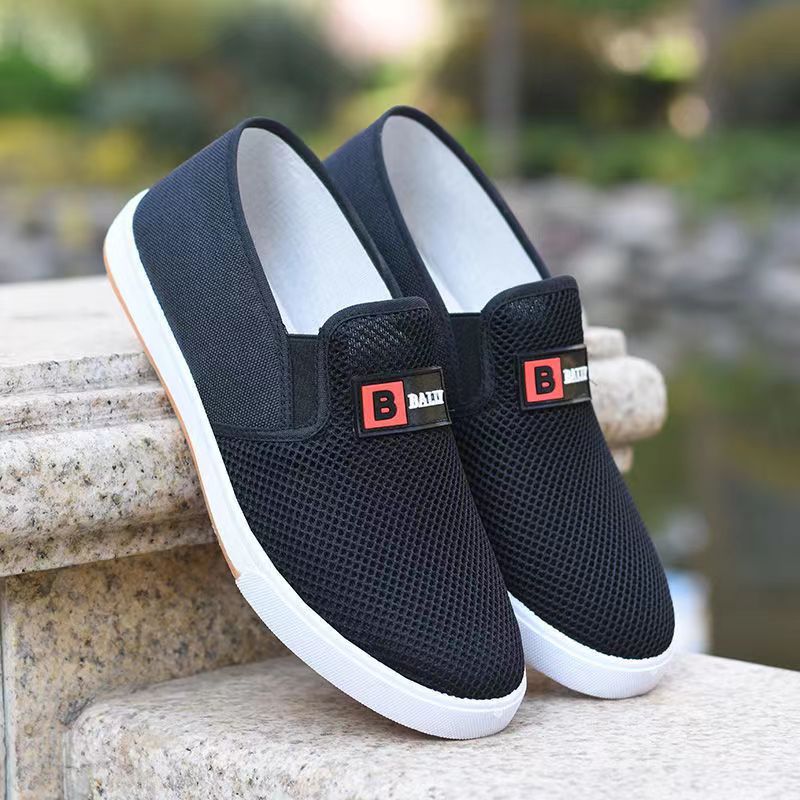 Summer casual breathable shoes, men's trendy shoes, solid-color simple men's cloth shoes, low-top one-foot board shoes, wholesale for export Specification drawing
