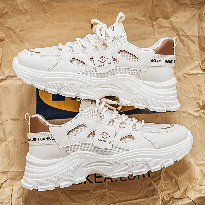Dad shoes, men's autumn new breathable mesh shoes, men's trendy and versatile thick-soled white sneakers, men's sports and casual shoes Specification drawing