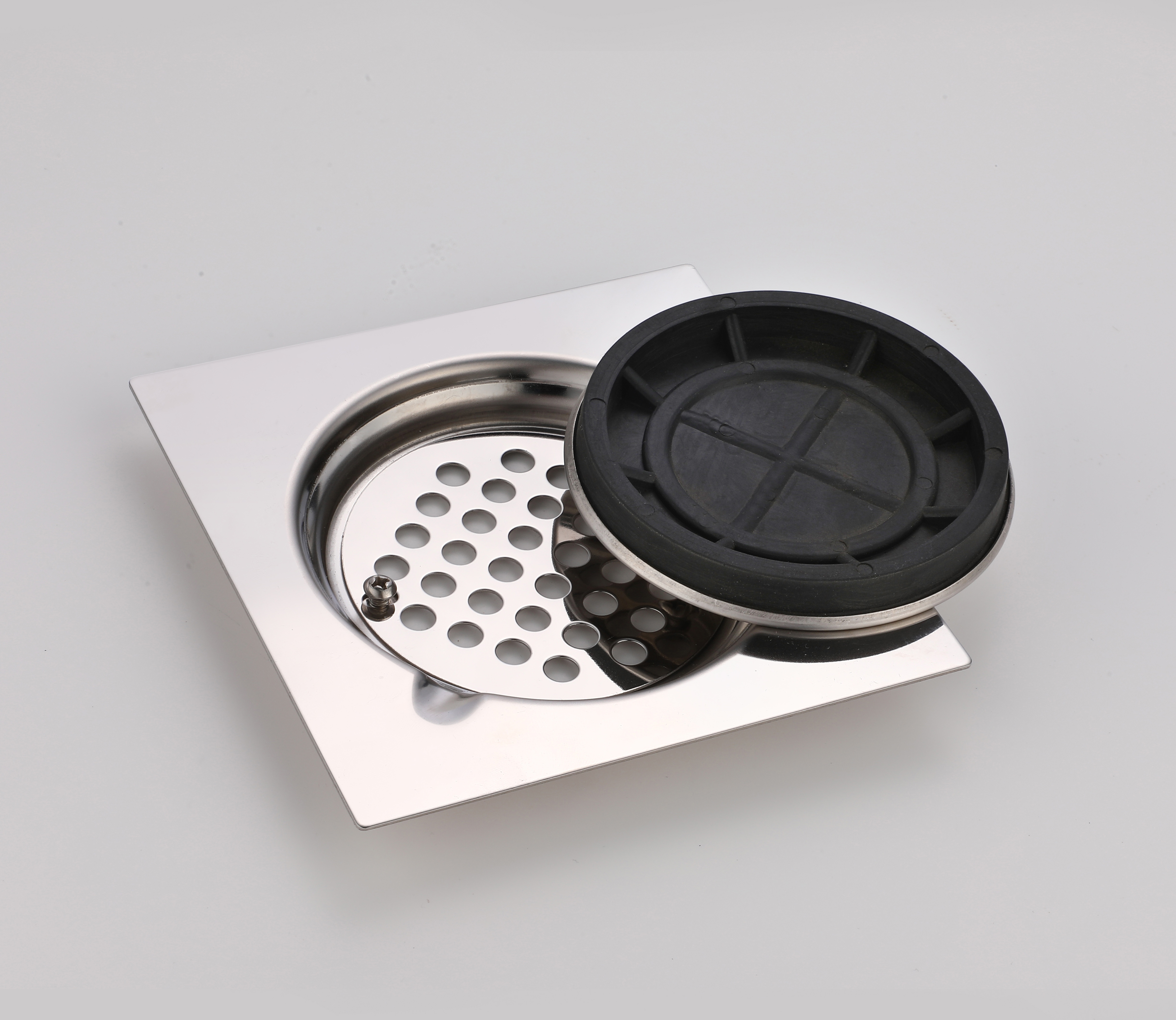 15*15 20*20 皮垫地漏 防臭 黑色 镜面 硅胶盖防臭地漏