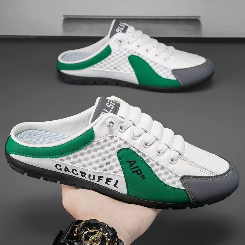 Men's 2024 summer lazy shoes, new men's slippers, breathable toe cap, mesh surface men's casual shoes for export wholesale full figure