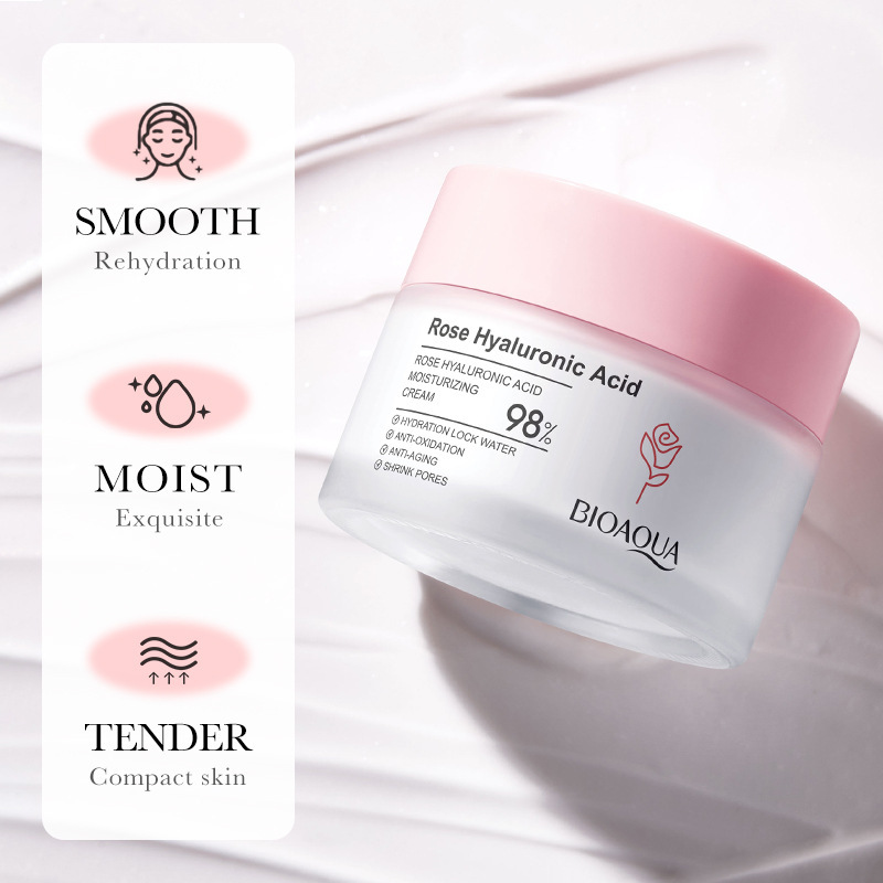 All-english BIOAOUA Rose Hyaluronic Acid Moisturizing Cream Moisturizing, Hydrating and Brightening Cream Cross-border export wholesale Specification drawing
