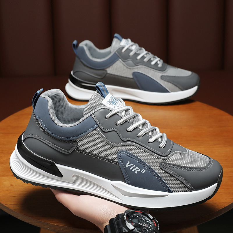 New breathable mesh sports shoes for men in spring, trendy and versatile thick-soled casual running dad shoes full figure