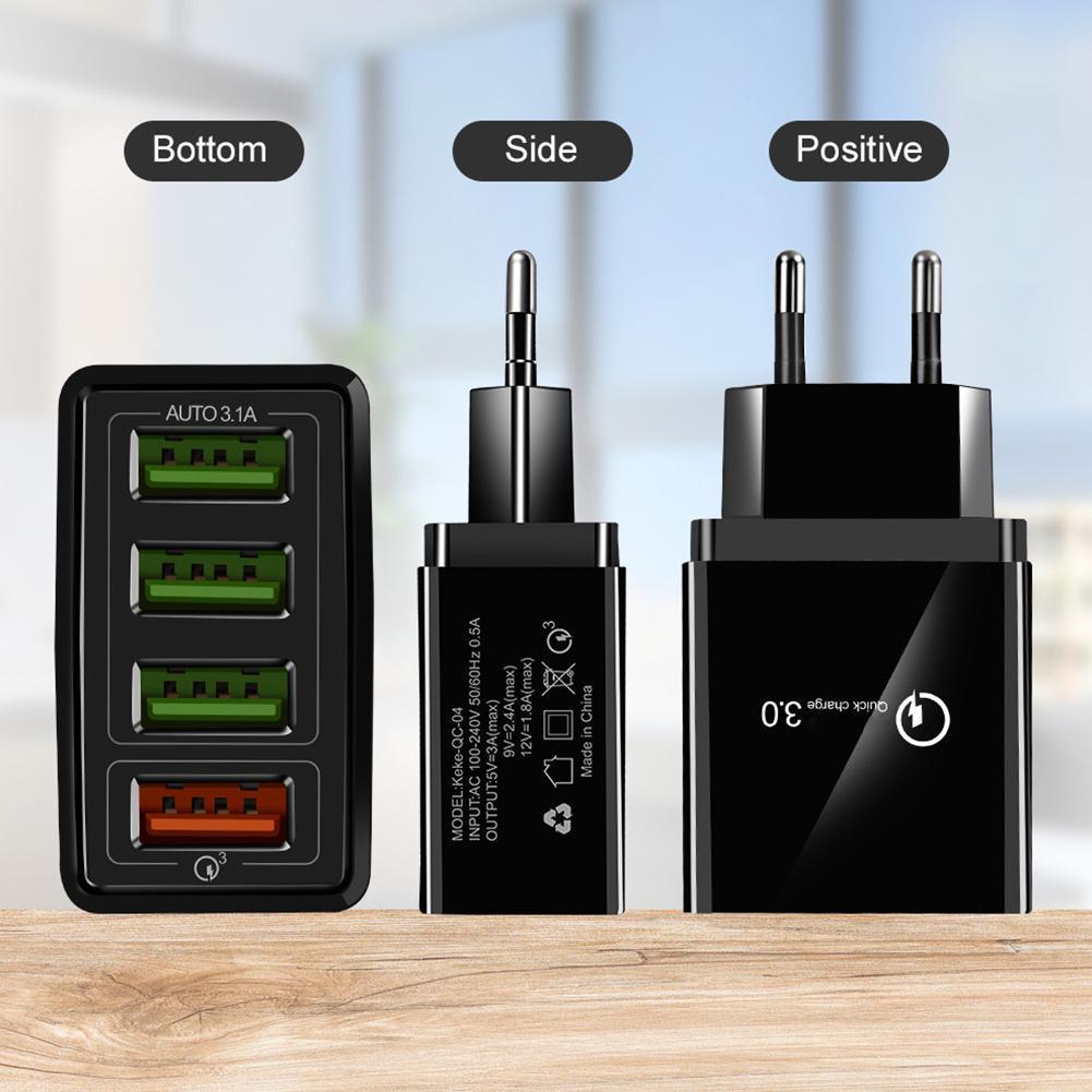 QC3.0 Fast charging 4USB multi-port travel phone charger in stock for US, European and British standards details Picture