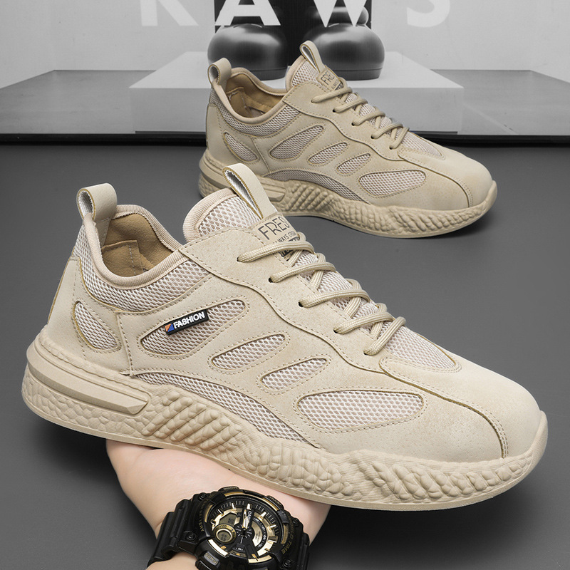 Summer new breathable mesh shoes for men, trendy and versatile thick-soled sports shoes for casual dad Specification drawing