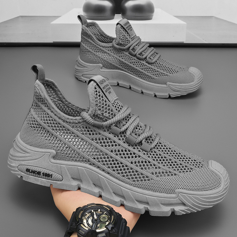 Coconut Shoes Men's summer new breathable perforated mesh shoes Men's sports shoes anti-slip casual flying weave dad shoes details Picture