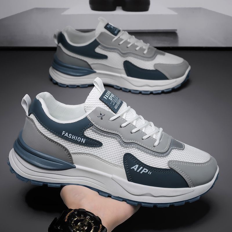New breathable mesh shoes for men in summer, trendy and versatile thick-soled sports shoes, casual running dad shoes details Picture