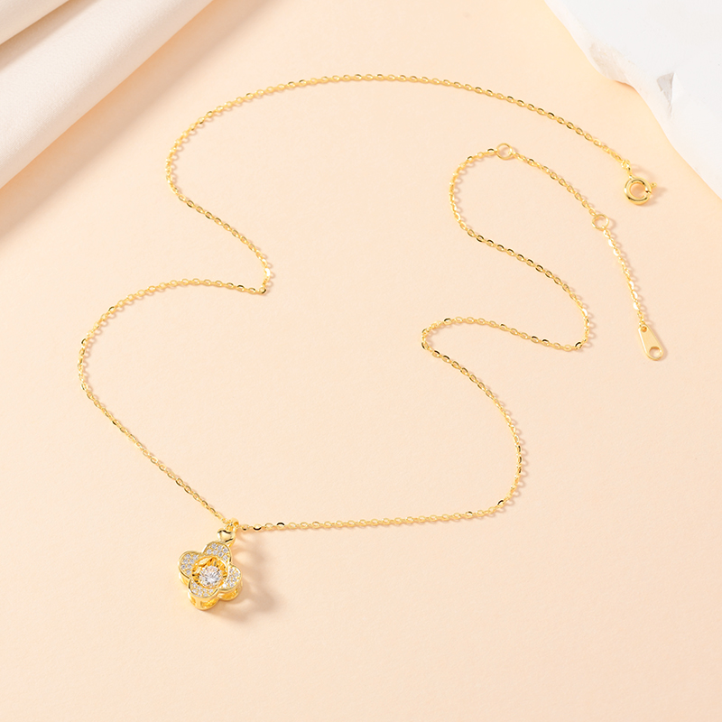Influential Jewelry s925 Silver Pure Silver Gold Zircon Four-Leaf Clover Diamond Necklace Specification image