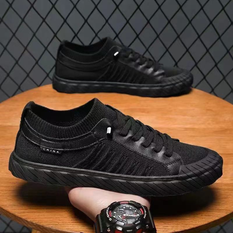 Men's shoes 2023 Men's casual shoes Summer trend Flat construction site shoes Breathable one-foot campus sports shoes full figure