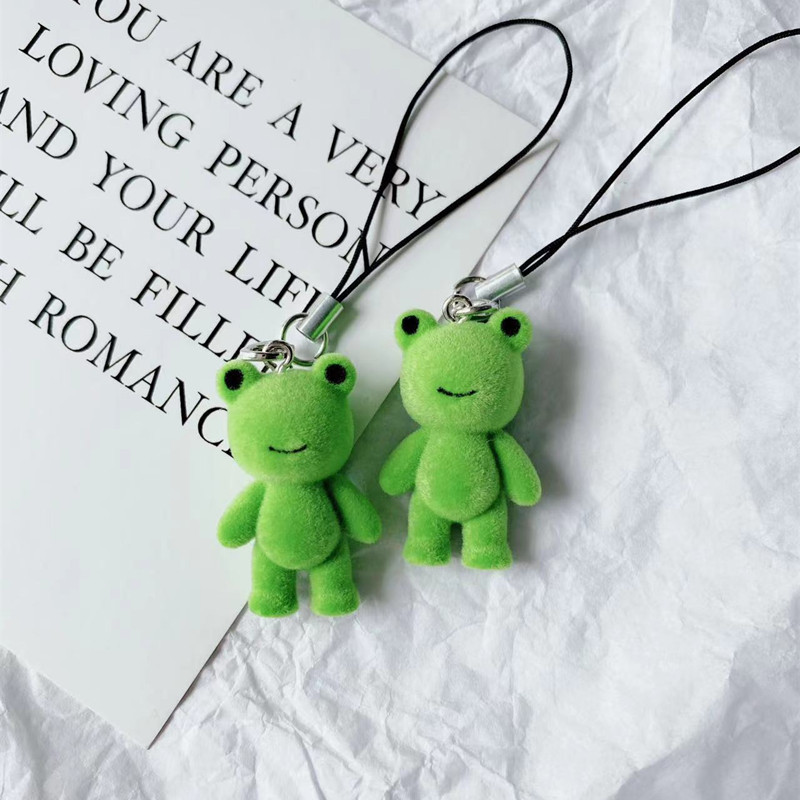 Ins-style cute and unique frog pendant, mini three-dimensional plush animal phone pendant chain, couple USB flash drive bag pendant full figure