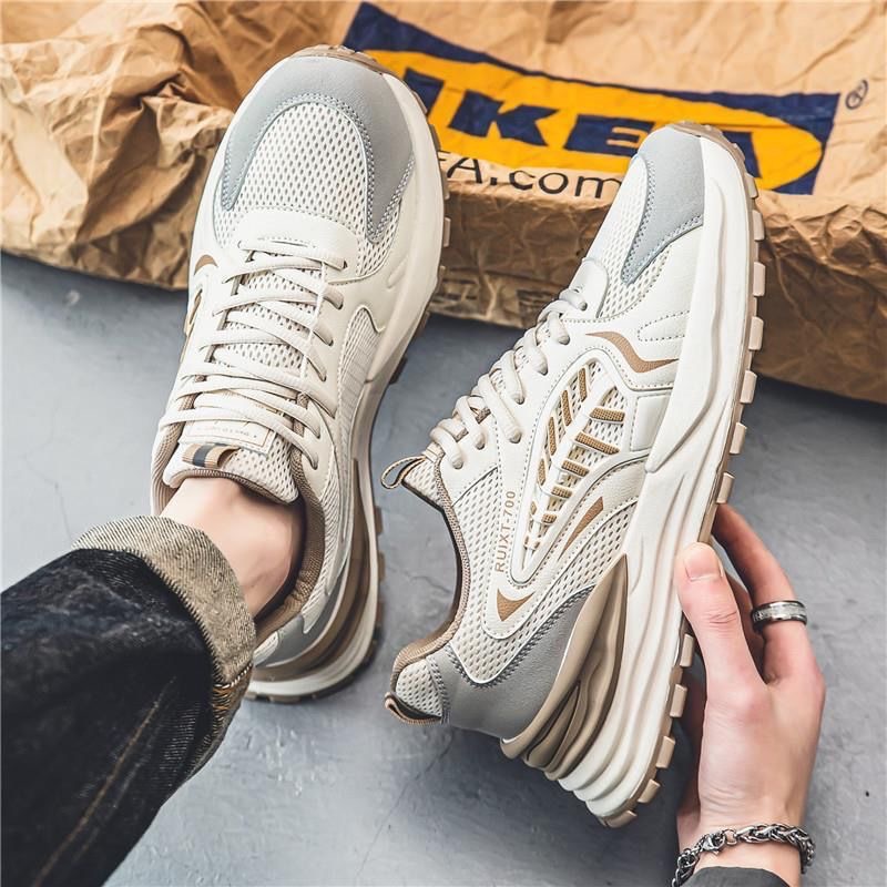 Autumn men's shoes 2024 new breathable mesh sports shoes for men, Korean style trendy and versatile thick-soled casual dad shoes full figure