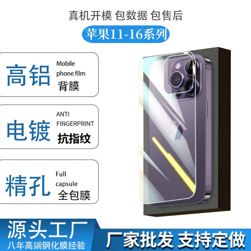 Suitable for Apple 16ProMax tempered film transparent back film, iPhone15 high-definition glass scratch-resistant protection back film full figure