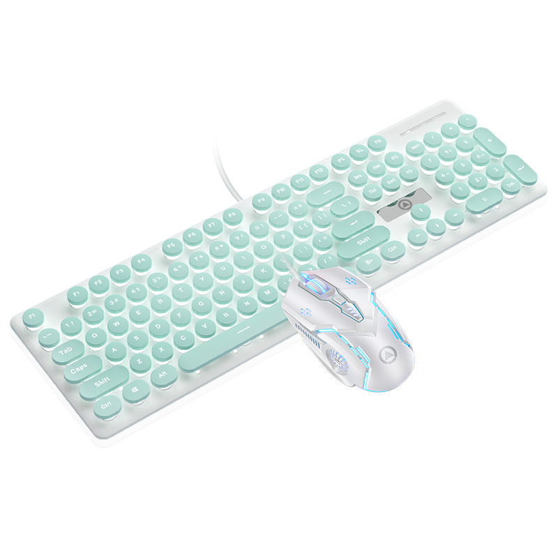 Silver Sculpture V8 Punk Mechanical Feel Keyboard and Mouse Set, Luminous gaming computer accessories wholesale Amazon Cross-border Item Picture