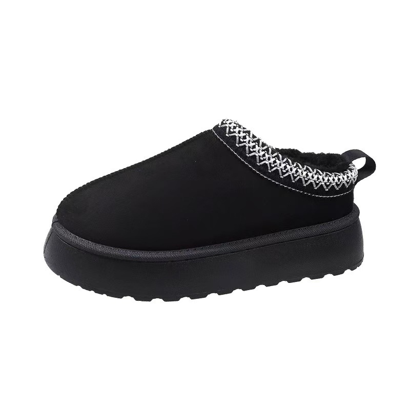 Snow boots Cotton Women's 2024 autumn and winter new thick-soled, height-increasing, half-slipper with fleece and thickened cotton shoes wholesale Item Picture
