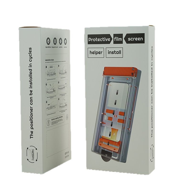 The mobile phone tempered film instant application dust-free warehouse packaging box is suitable for the easy-to-apply paper box packaging of Apple and Huawei protective films Item Picture