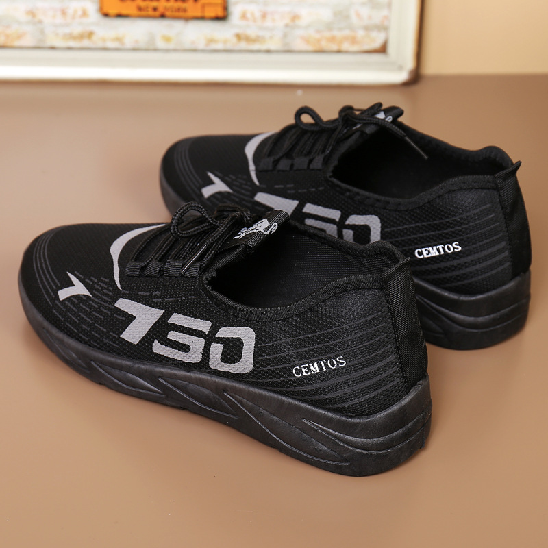 2025 Fashion new textile category injection-molded shoes, black front lace-up fly weave low-top sporty in stock, round toe Application Scenario