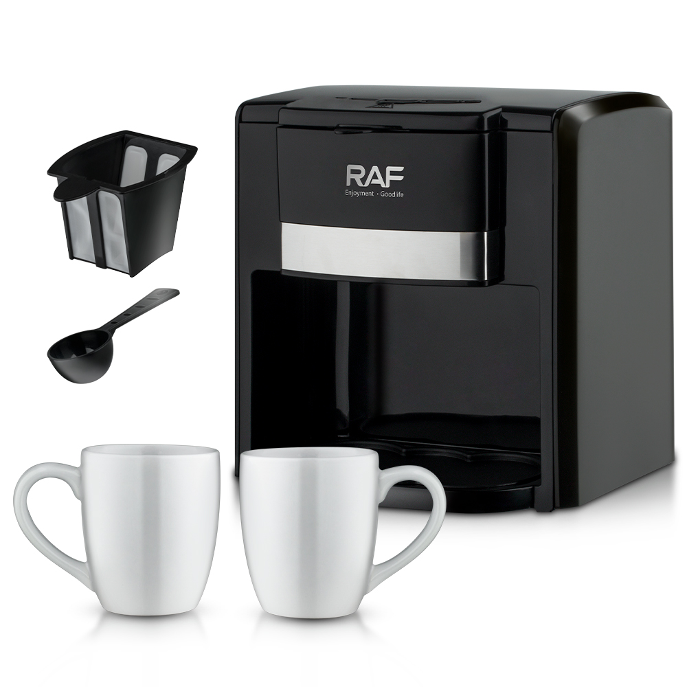 RAF European standard cross-border coffee machine, small semi-automatic household drip Americano coffee machine, double-cup automatic Mocha pot details Picture