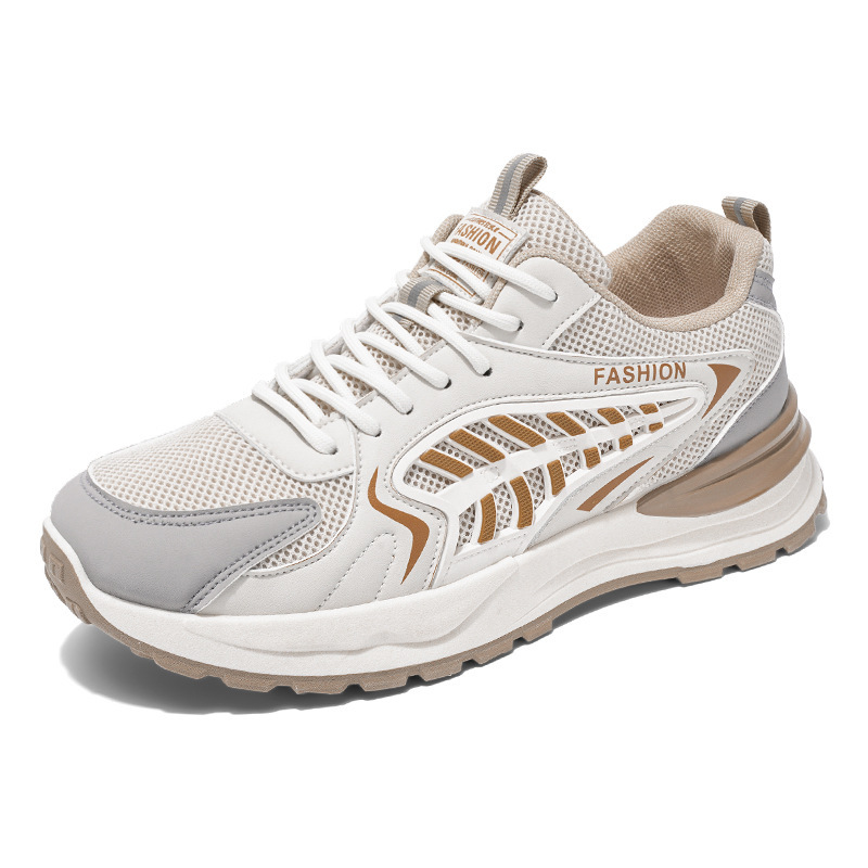 New breathable mesh sports shoes for men in autumn, Korean style trendy and versatile thick-soled casual dad shoes, trendy shoes Item Picture