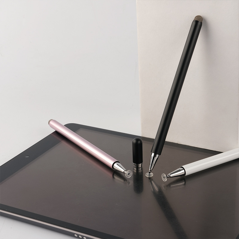 Dual-purpose fiber cloth head mobile phone universal touch capacitive pen, transparent disc touch screen touch pen, handwriting pen in stock Specification drawing