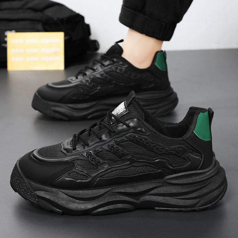 New men's shoes for summer 2024: Breathable mesh shoes for men, Korean style versatile thick-soled sports shoes, casual dad shoes for men Specification drawing