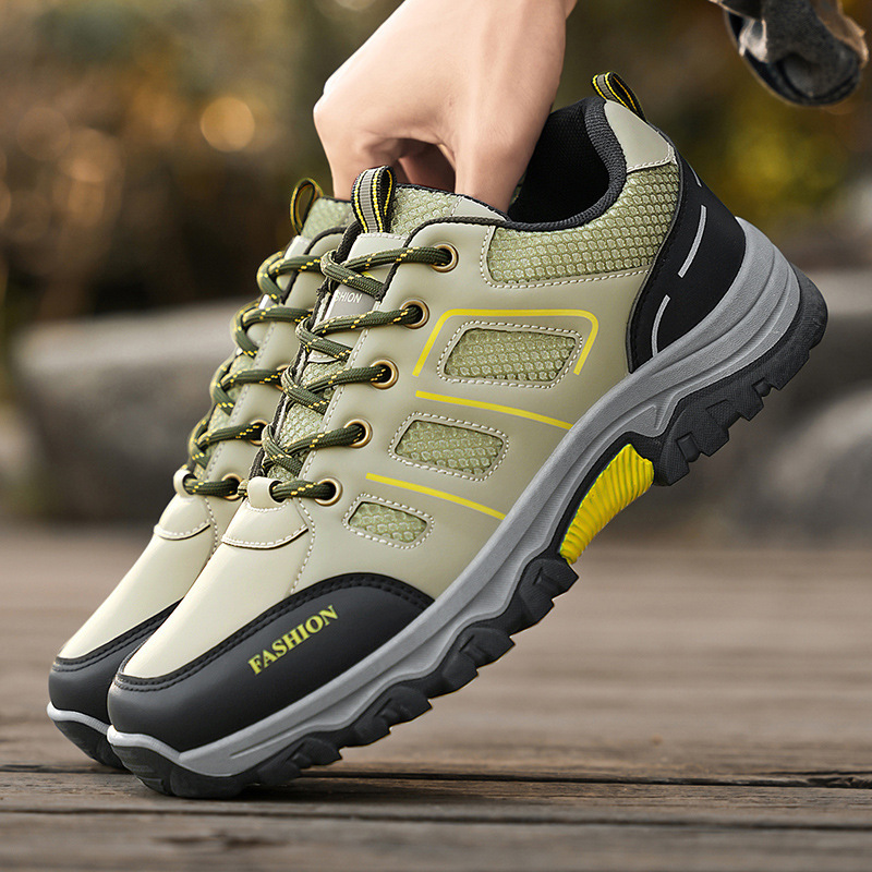 Spring new men's safety shoes, breathable, anti-slip work shoes for construction site work, sports and casual, outdoor hiking shoes for men full figure