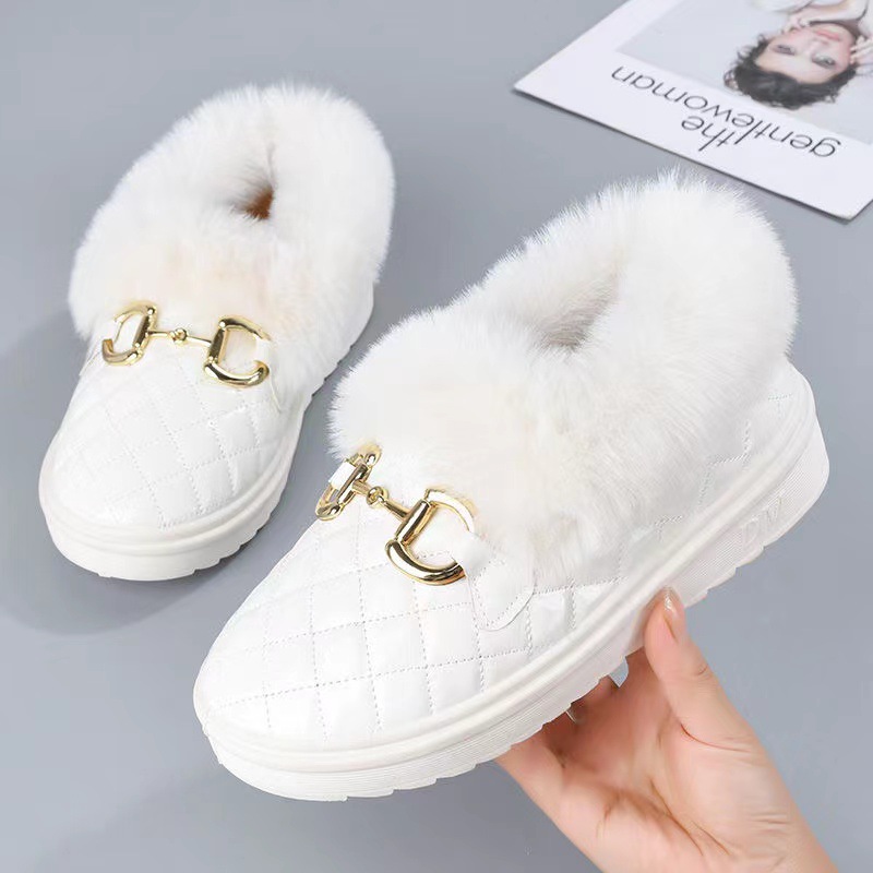 Women's 2024 new winter warm women's soft-soled PU upper comfortable fleece cotton shoes factory wholesale one piece full figure