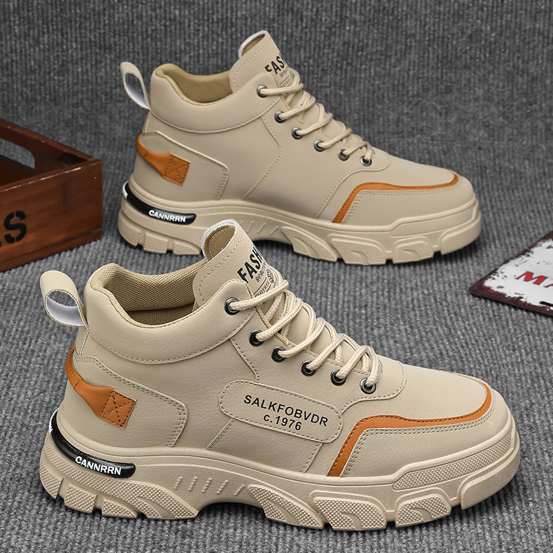 Martin Boots Men's autumn new breathable high-cut workwear shoes Men's trendy retro thick-soled casual short boots trendy shoes full figure