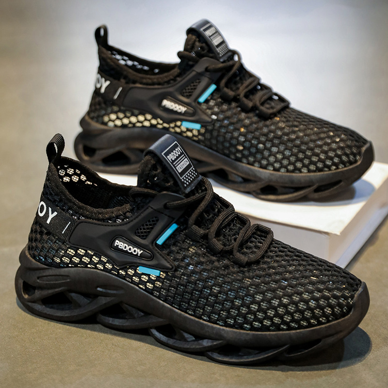New breathable and perforated mesh men's shoes for summer, trendy and versatile men's sports shoes, thick-soled casual coconut shoes for men Specification drawing