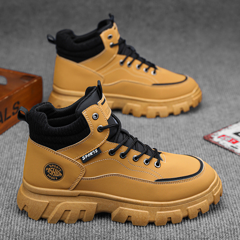 Autumn men's shoes: high-top Dr. Martens boots, men's work shoes, trendy and versatile thick-soled British-style retro hiking shoes, ankle boots Application Scenario