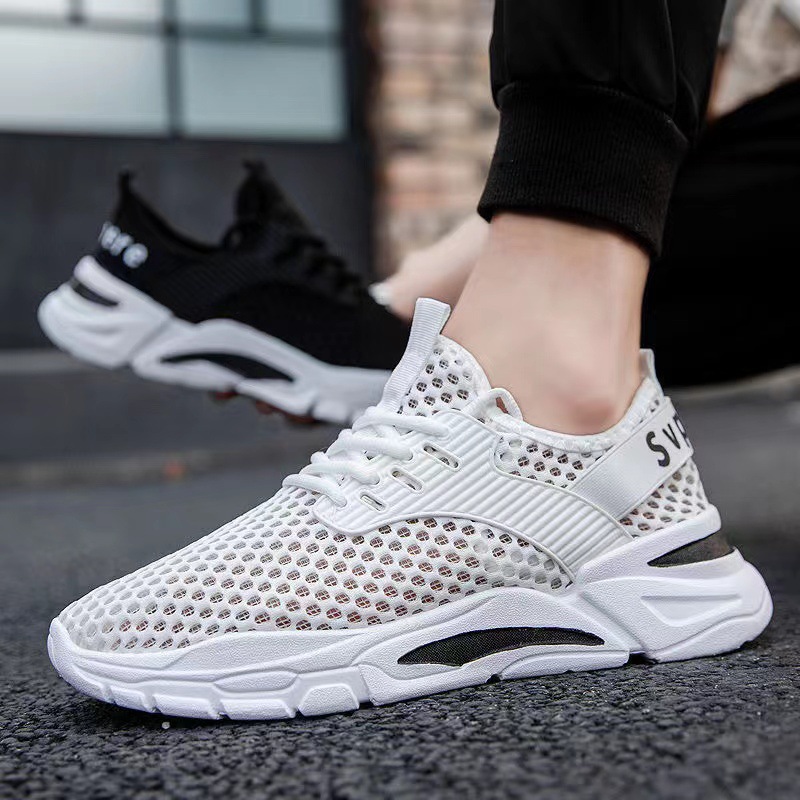 Men's sports shoes 2025 Breathable summer men's shoes Fashionable casual shoes Student lightweight trendy shoes Breathable flying woven men's shoes full figure