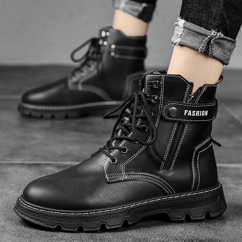 High-top men's shoes, autumn outdoor hiking safety shoes, work boots, leather boots for work, men's motorcycle sports trendy shoes Specification drawing