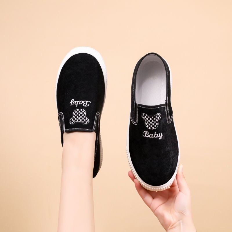 Little Bear One Foot Lazy Shoes for Women 2024 New Style Versatile set Breathable canvas shoes Casual Korean-style flat cloth shoes Specification drawing