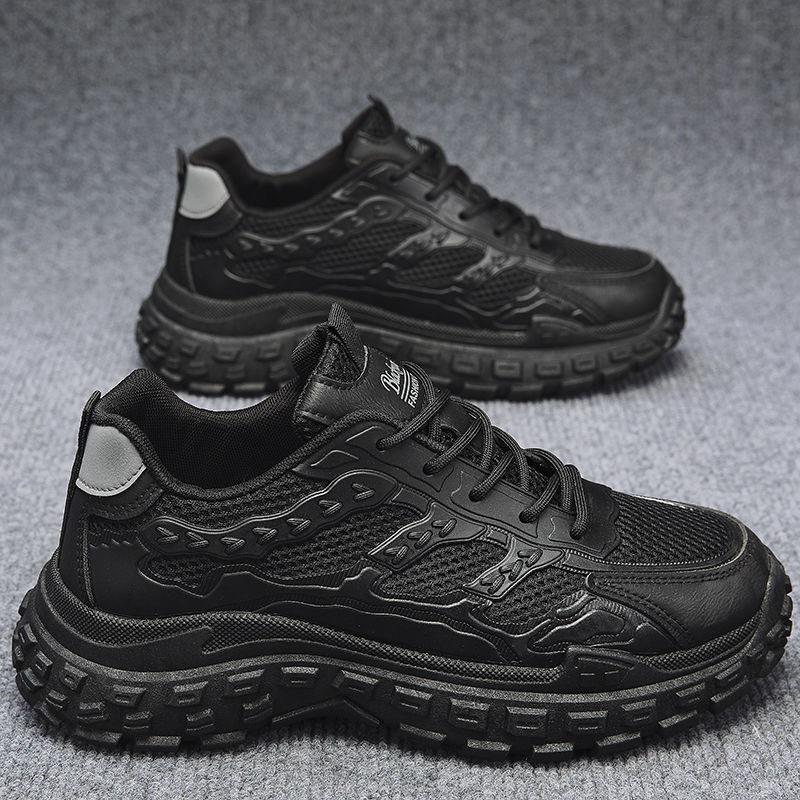 New breathable mesh shoes for men in spring, trendy and versatile, thick-soled, anti-slip, wear-resistant, sporty and casual dad shoes full figure