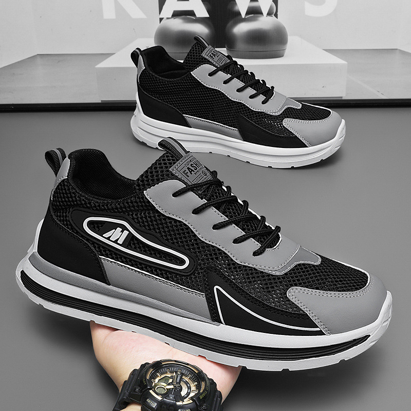 New men's shoes for the summer of 2025: Breathable and perforated mesh shoes, men's trendy and versatile thick-soled sports shoes, casual dad shoes details Picture
