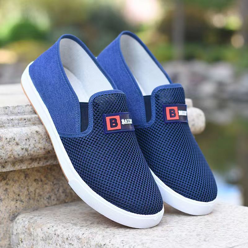 Summer casual breathable shoes, men's trendy shoes, solid-color simple men's cloth shoes, low-top one-foot board shoes, wholesale for export details Picture