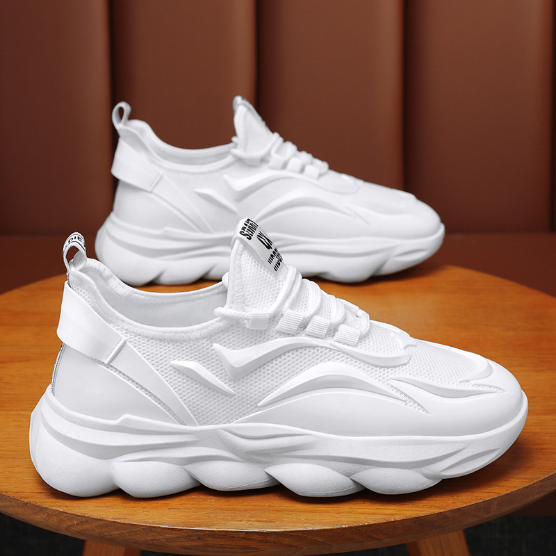 New breathable mesh shoes for men in summer, Korean style trendy and versatile height-increasing sports shoes, casual dad shoes for men details Picture