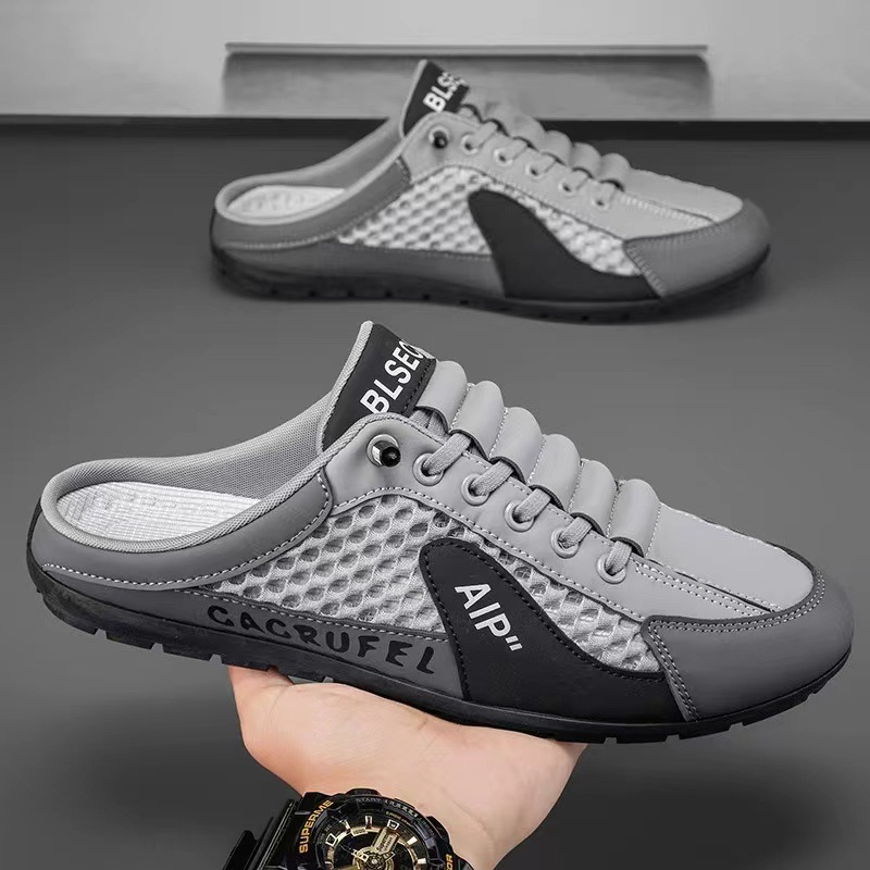 Men's 2024 summer lazy shoes, new men's slippers, breathable toe cap, mesh surface men's casual shoes for export wholesale Specification drawing