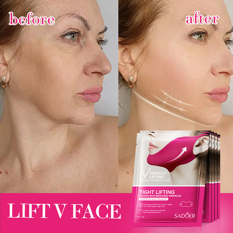 All-english SADOER Lifting and firming V-shaped face Mask Moisturizing and hydrating skin mask cross-border export wholesale Specification drawing